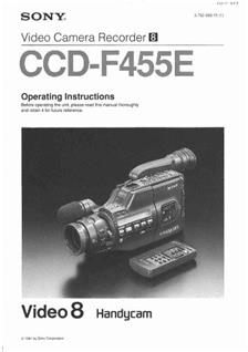 Sony CCD F 455 E manual. Camera Instructions.